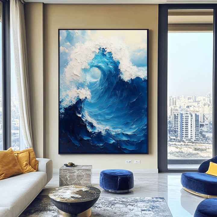 Neptune's Vortex – Textured Wave Hand-Painted Oil Painting