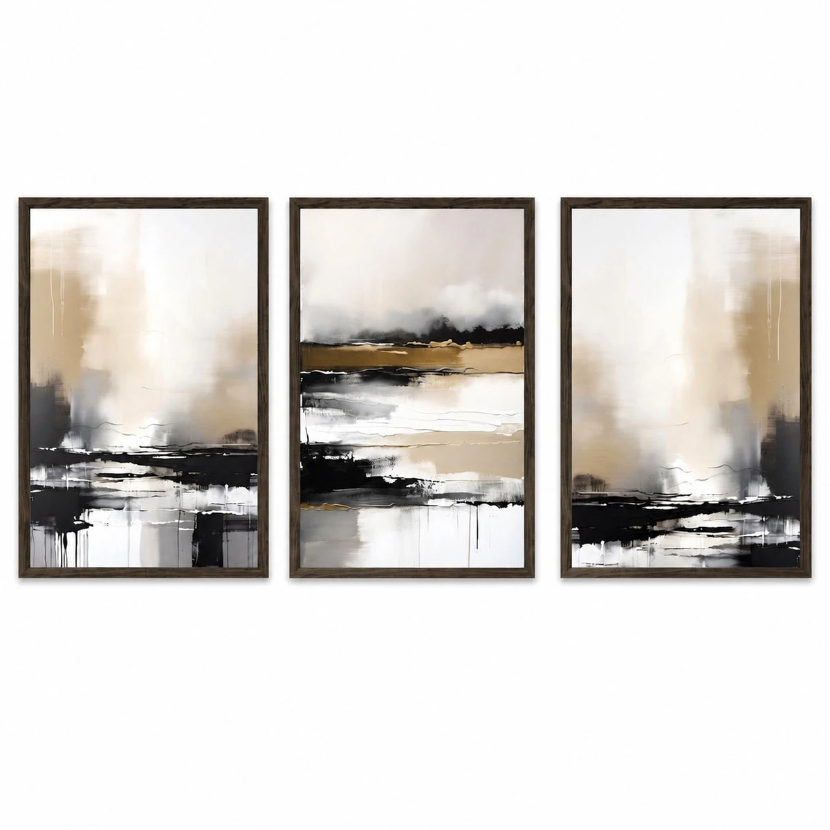 Neutral Abstract Brushstroke Wall Art Triptych – TP#1406