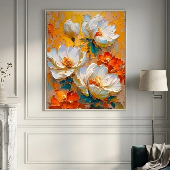 Orange Floral Wall Art AA