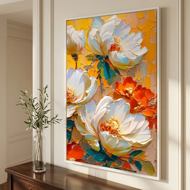 Orange Floral Wall Art AA