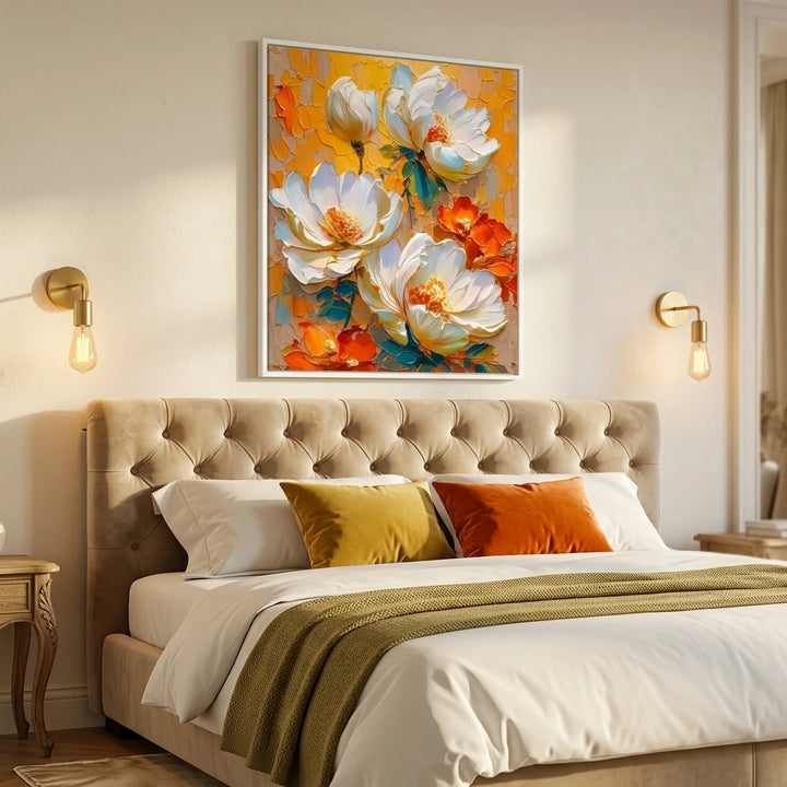 Orange Floral Wall Art AA