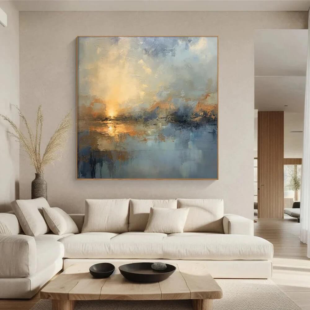 Solstice Glow – Abstract Landscape Hand-Painted Oil Painting