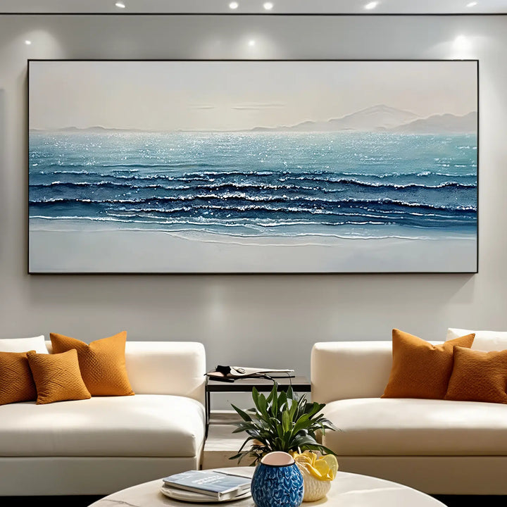 Glittering Tide – Abstract Seascape Hand-Painted Oil Painting
