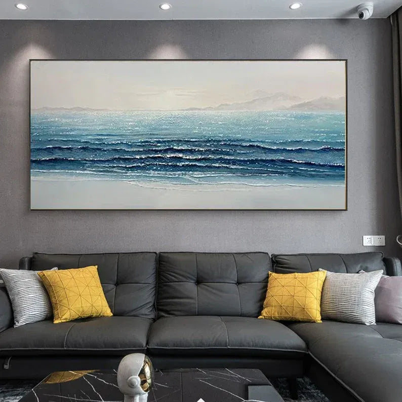 Glittering Tide – Abstract Seascape Hand-Painted Oil Painting