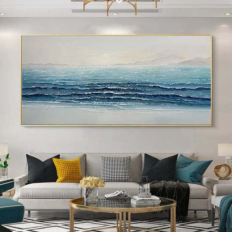 Glittering Tide – Abstract Seascape Hand-Painted Oil Painting