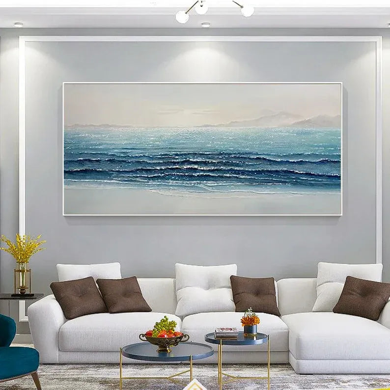 Glittering Tide – Abstract Seascape Hand-Painted Oil Painting