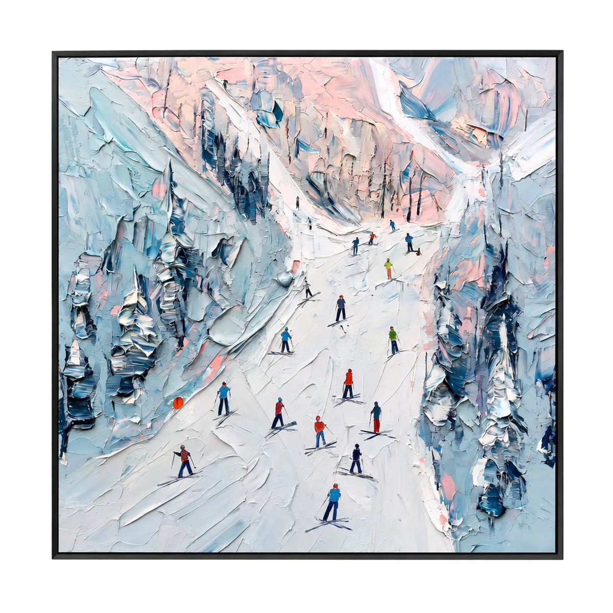 Pastel Alpine Skiers Oil Painting – SK#0935