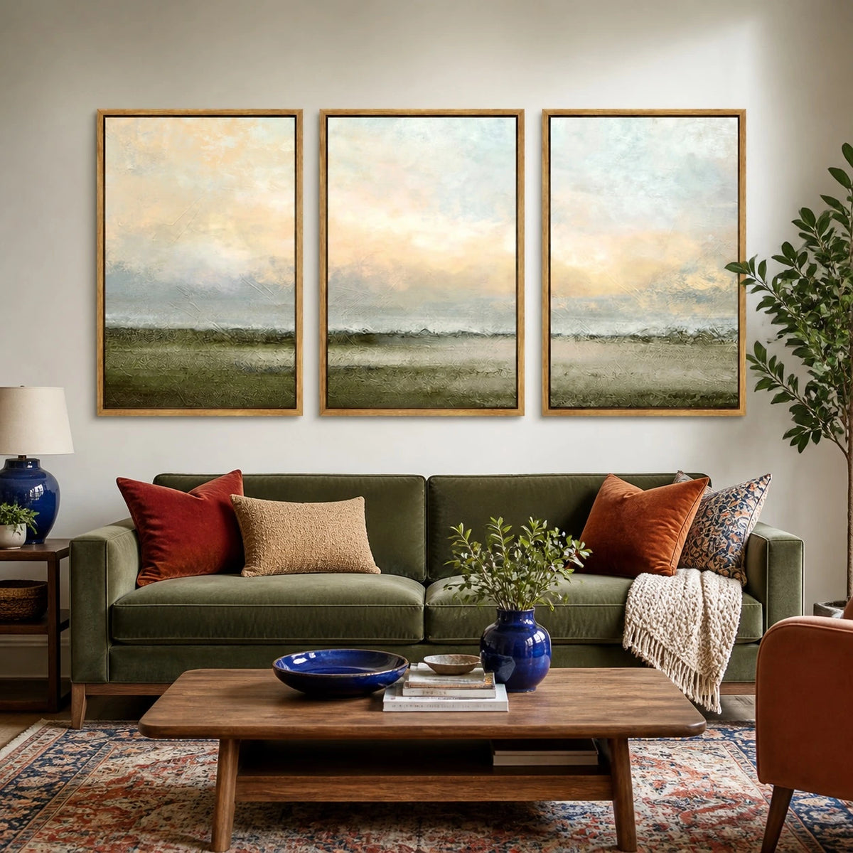 Pastel Sunset Desert Landscape Triptych – TP#1404
