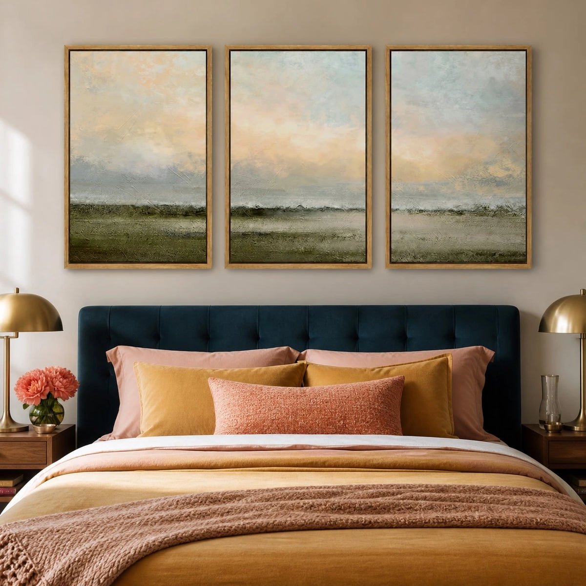 Pastel Sunset Desert Landscape Triptych – TP#1404