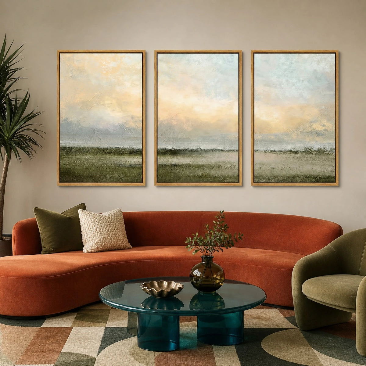 Pastel Sunset Desert Landscape Triptych – TP#1404
