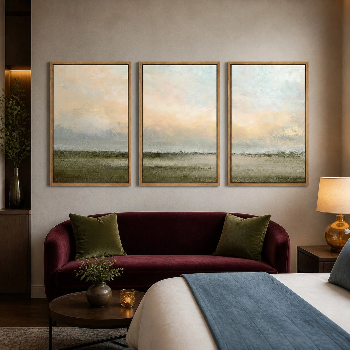 Pastel Sunset Desert Landscape Triptych – TP#1404