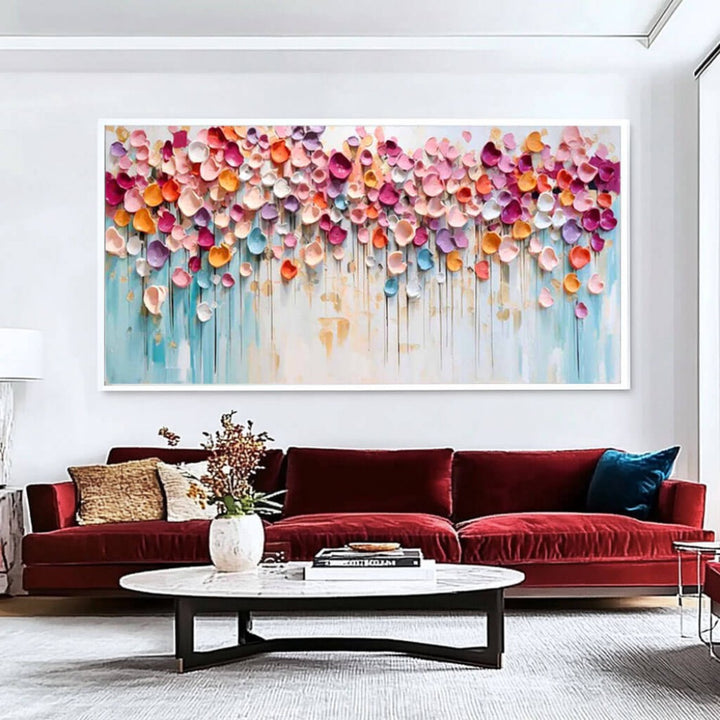 Petal Rain – Textured Floral Hand-Painted Oil Painting