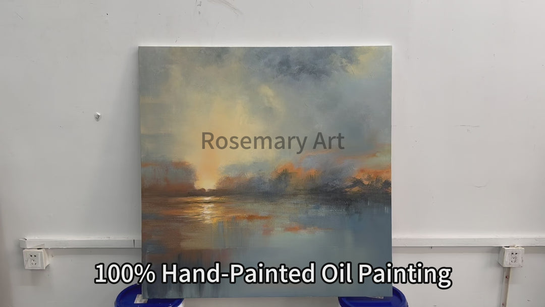 Modern Abstract Sunset Landscape Oil Painting HP