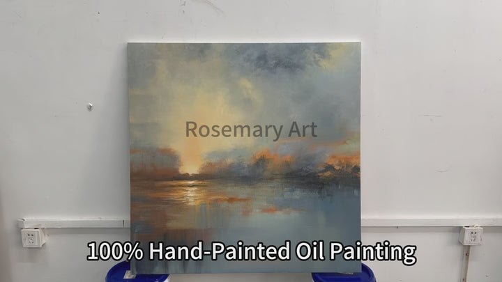 Modern Abstract Sunset Landscape Oil Painting HP