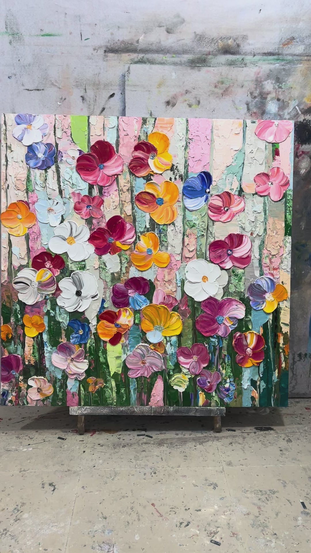 Candy Bloom Textured Impasto Floral Canvas Art TA
