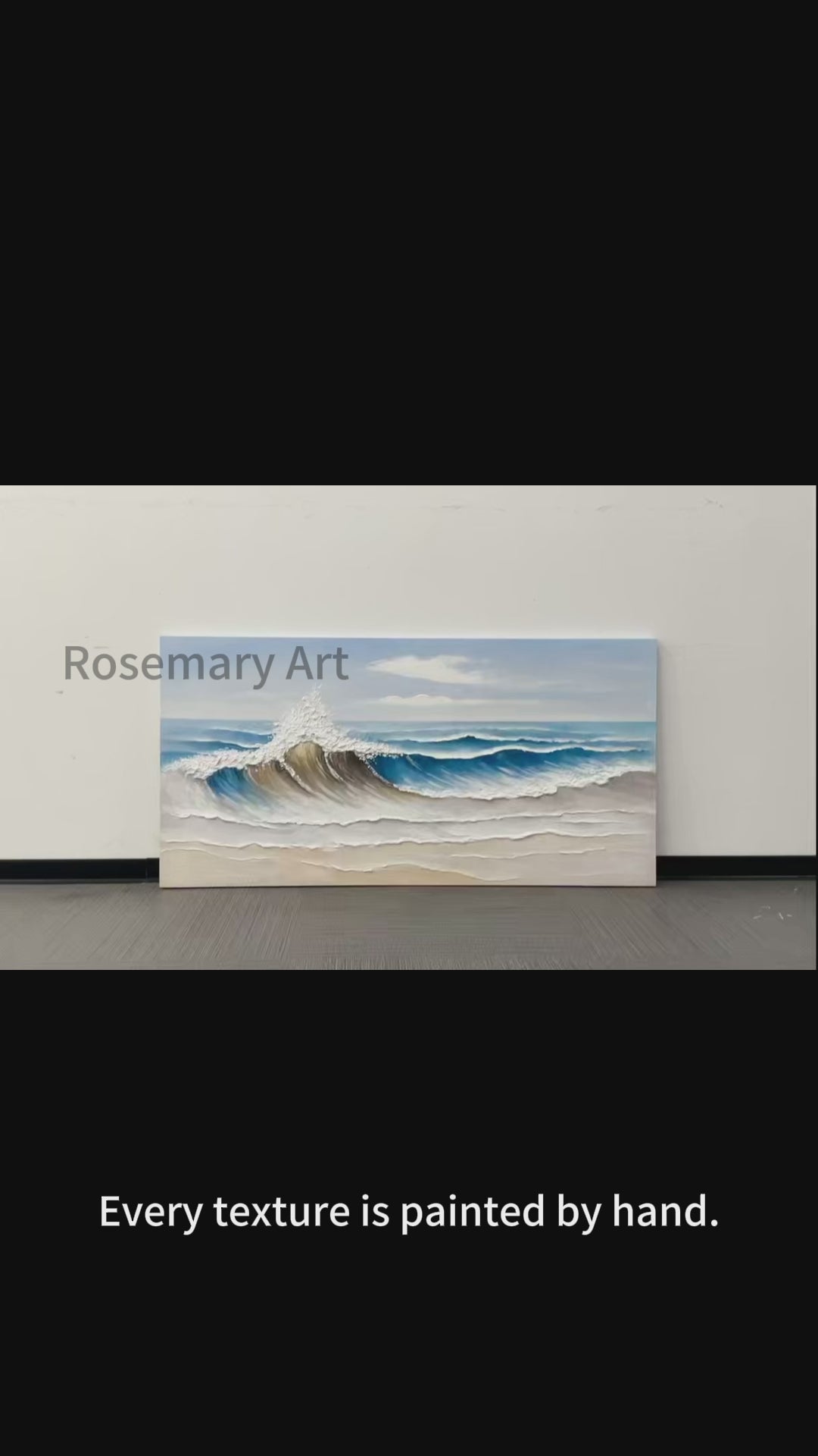 Quiet Tide Blue Modern Textured Seascape Painting  SP
