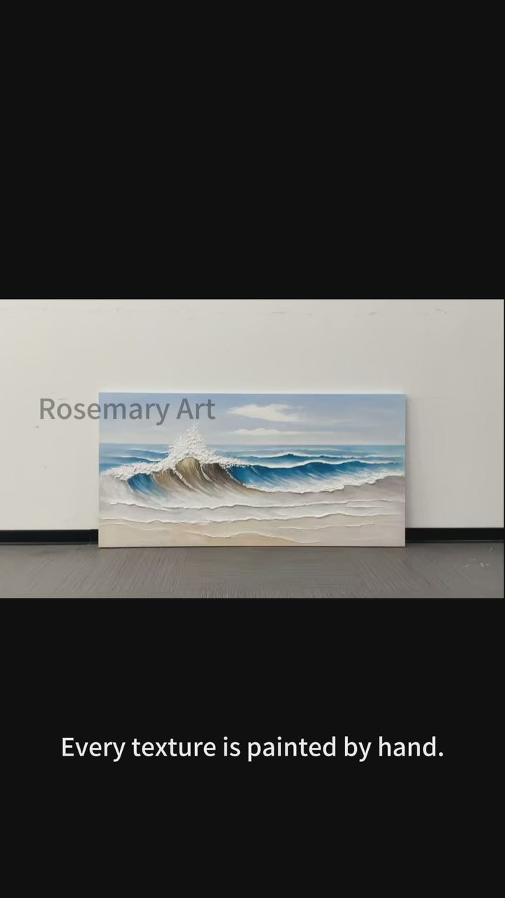 Quiet Tide Blue Modern Textured Seascape Painting  SP