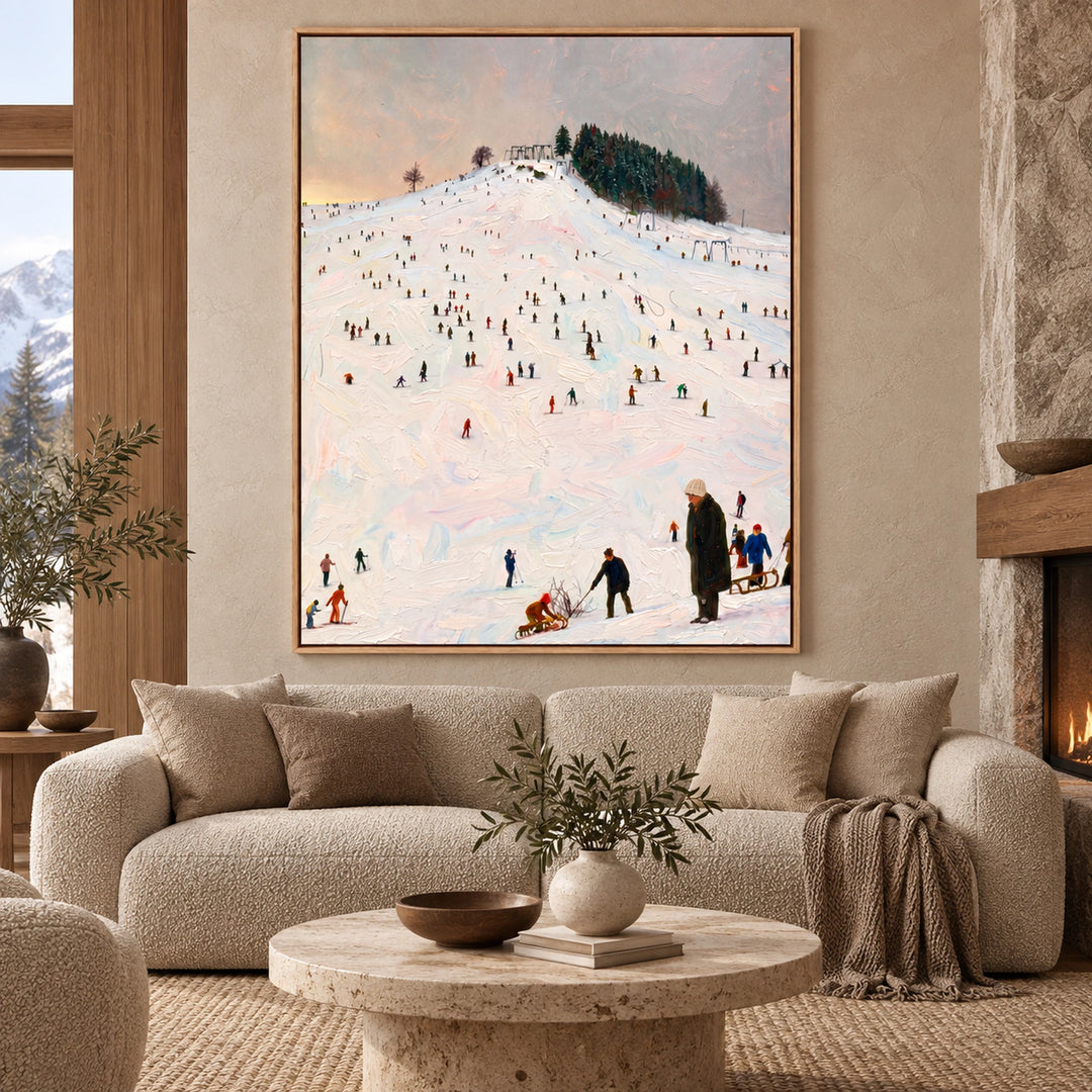 Ski Hill Gathering Oil Painting – SK