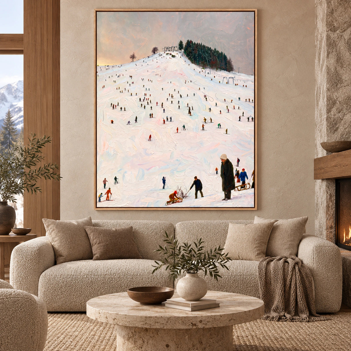 Ski Hill Gathering Oil Painting – SK#0929