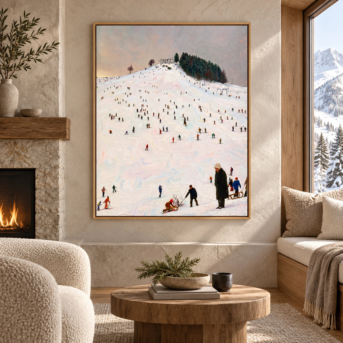 Ski Hill Gathering Oil Painting – SK#0929