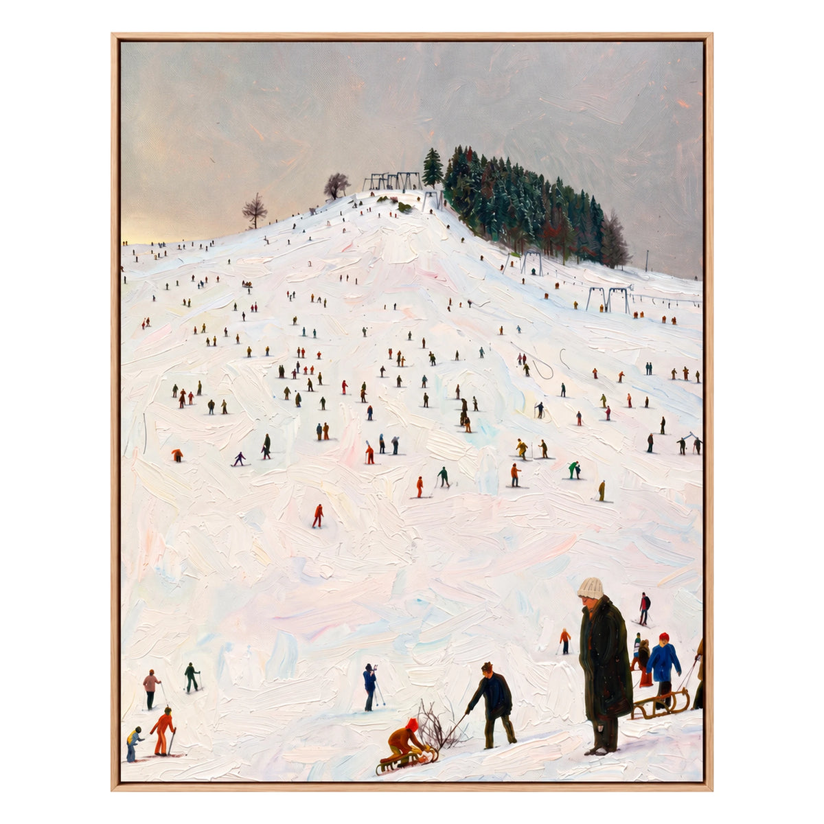 Ski Hill Gathering Oil Painting – SK#0929