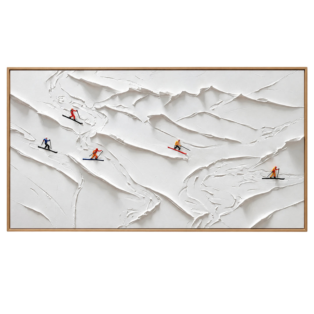 Skiers Across Snow Ridges Oil Painting – SK