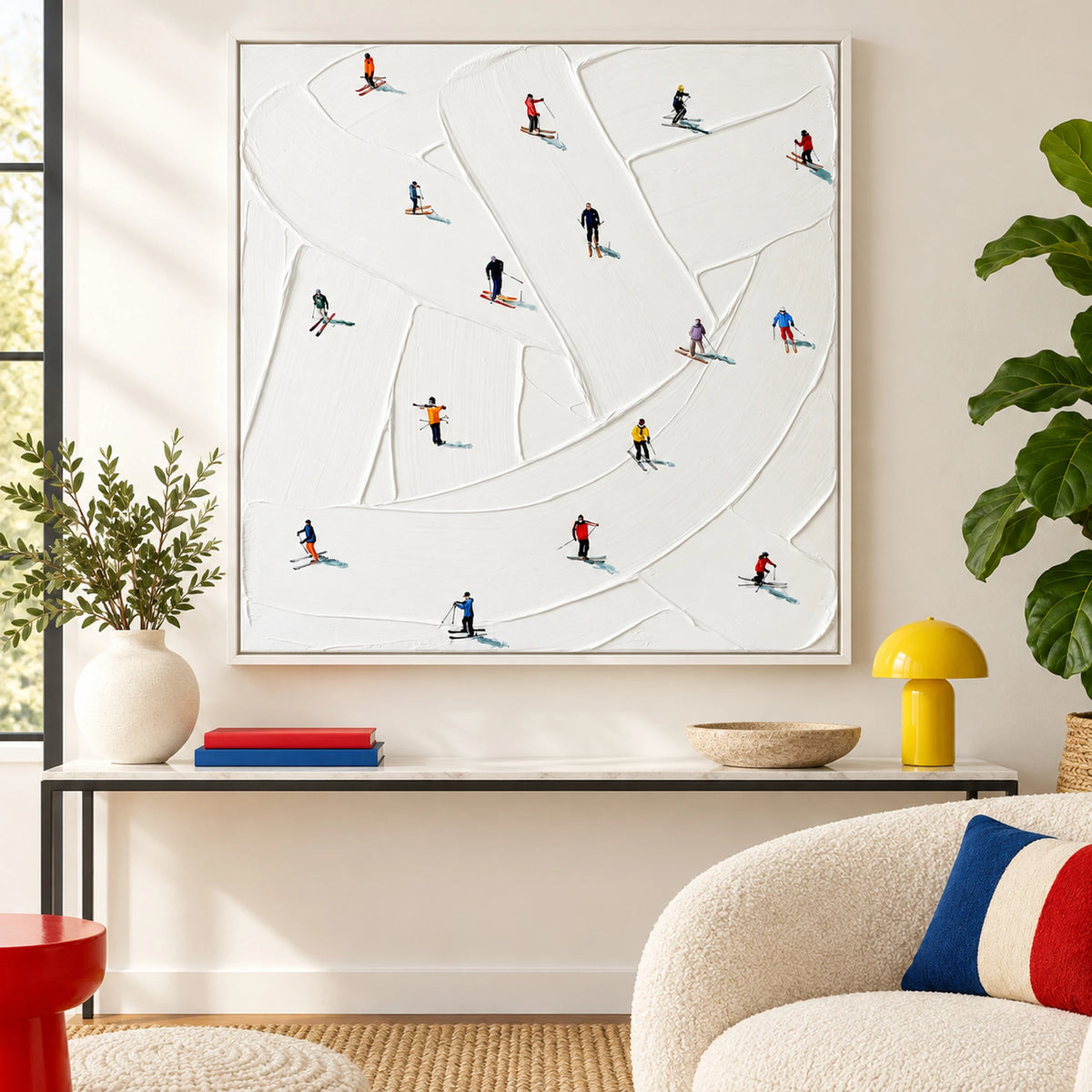 Skiers and Contour Trails Oil Painting – SK#0921