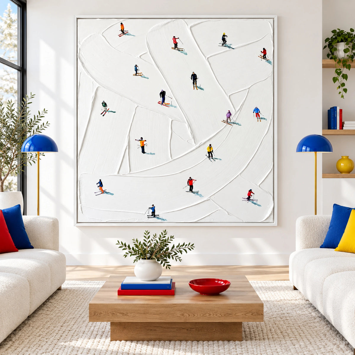 Skiers and Contour Trails Oil Painting – SK#0921