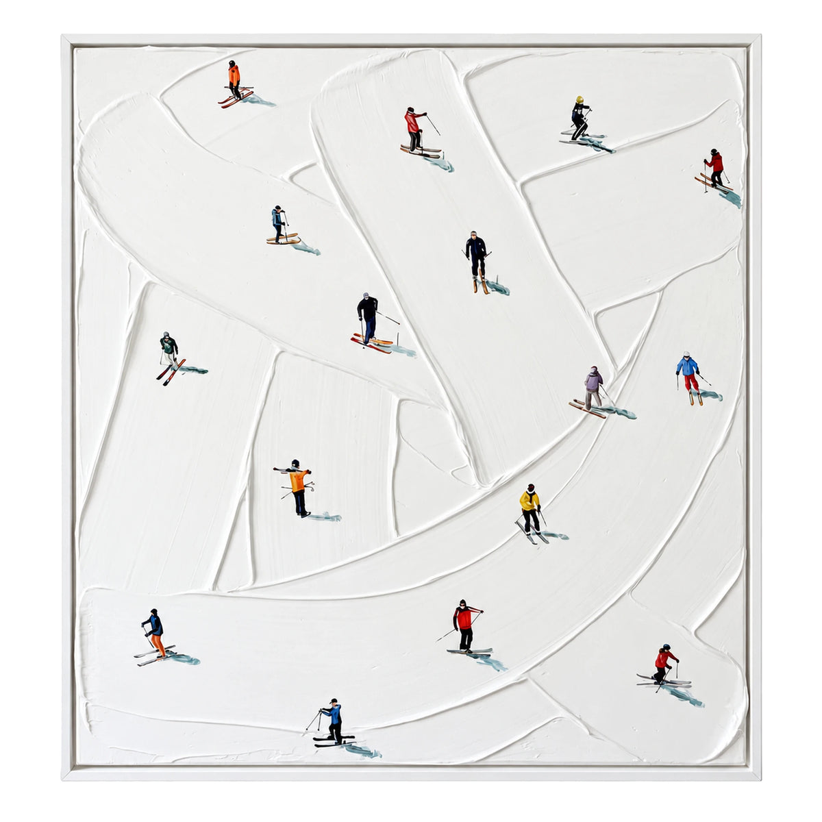 Skiers and Contour Trails Oil Painting – SK#0921