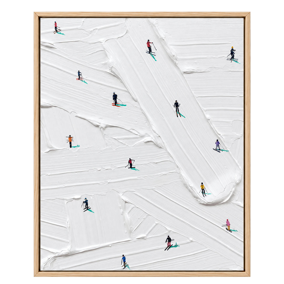 Skiers on White Snowfield Oil Painting – SK