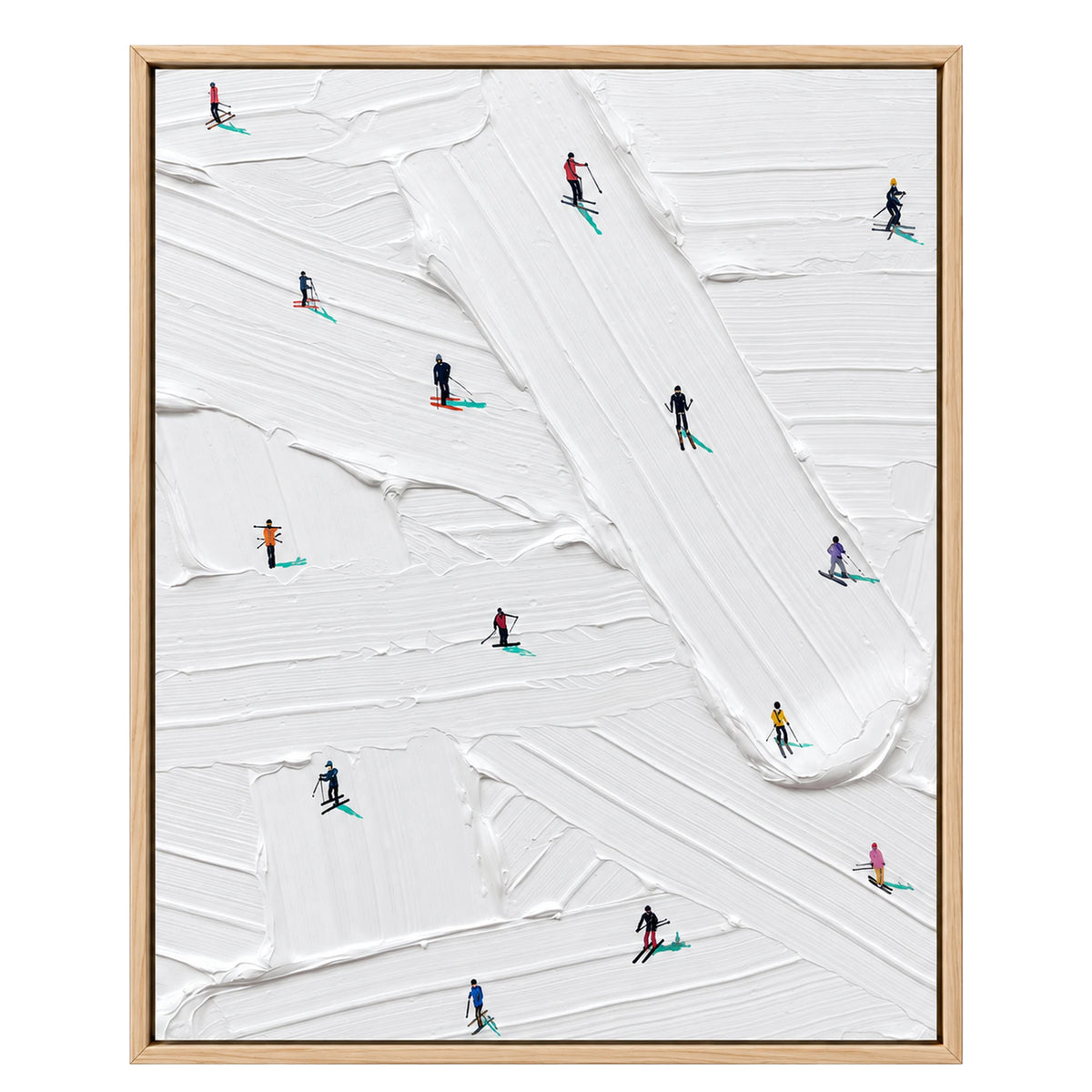 Skiers on White Snowfield Oil Painting – SK#0906