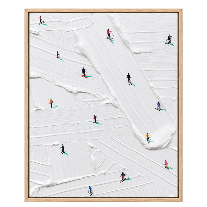 Skiers on White Snowfield Oil Painting – SK