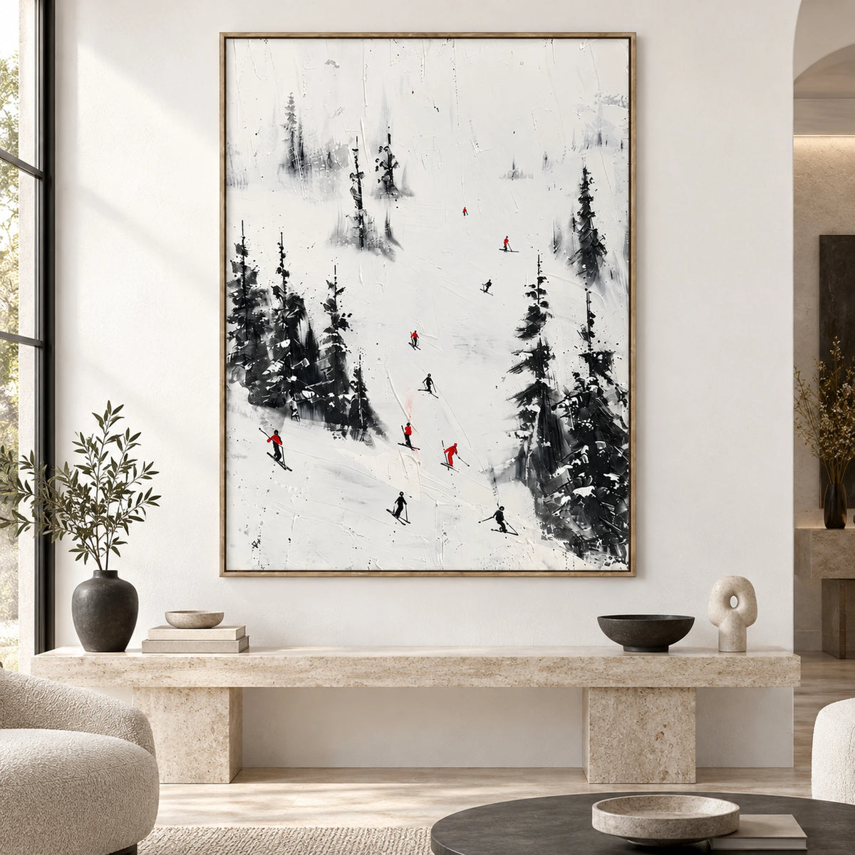 Snowy Forest Skiers Oil Painting – SK#0903