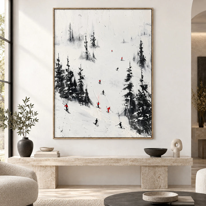 Snowy Forest Skiers Oil Painting – SK