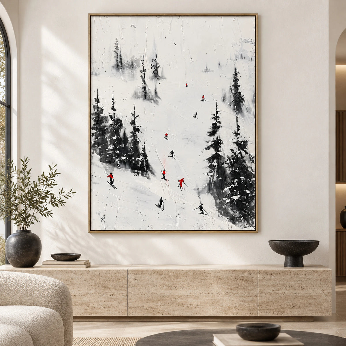 Snowy Forest Skiers Oil Painting – SK#0903