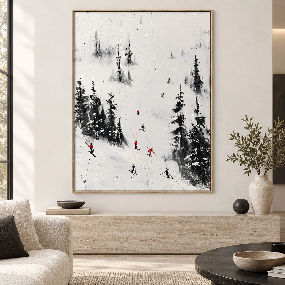Snowy Forest Skiers Oil Painting – SK#0903