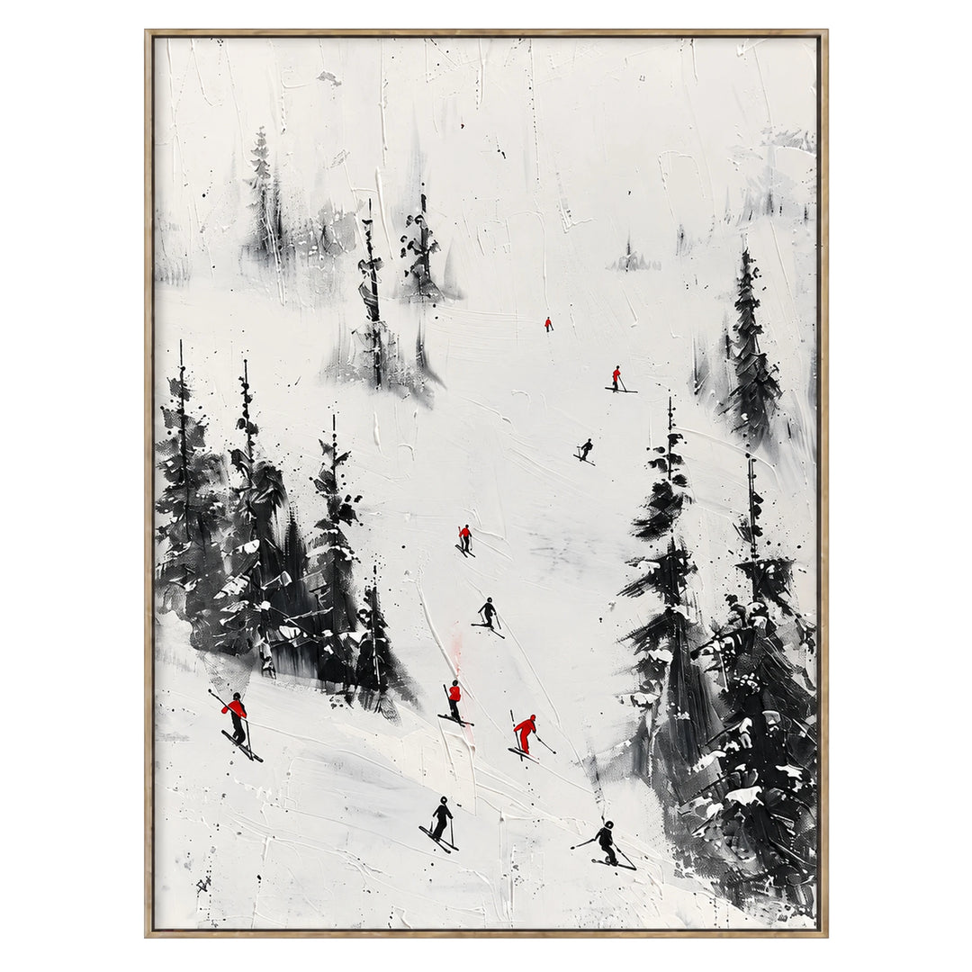 Snowy Forest Skiers Oil Painting – SK