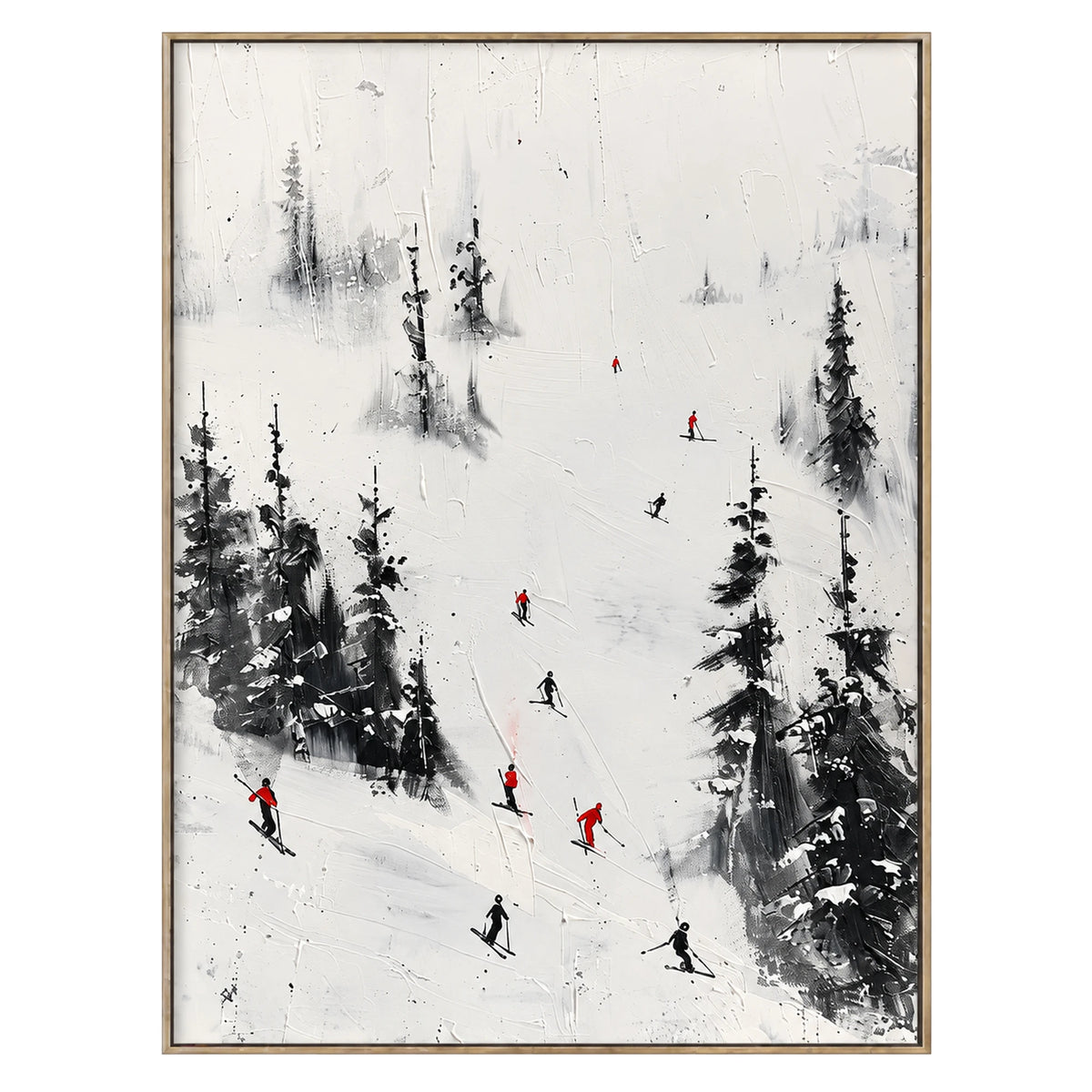 Snowy Forest Skiers Oil Painting – SK#0903