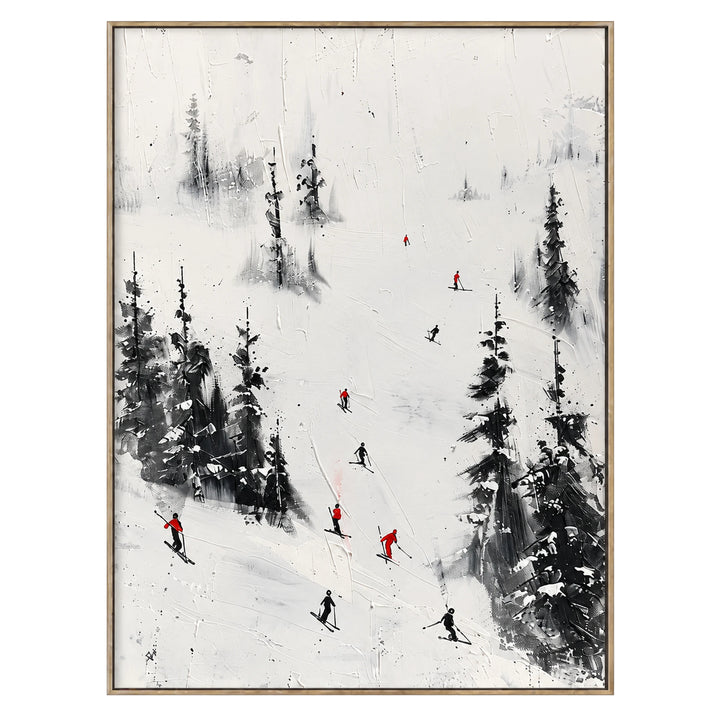 Snowy Forest Skiers Oil Painting – SK