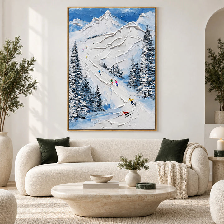 Snowy Mountain Skier Oil Painting – SK
