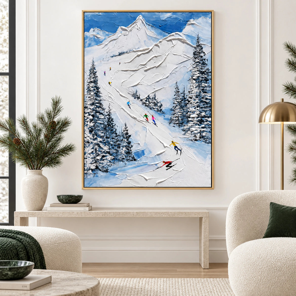 Snowy Mountain Skier Oil Painting – SK#0912