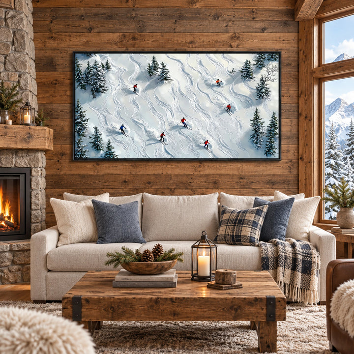 Snowy Pine Ski Run Oil Painting – SK