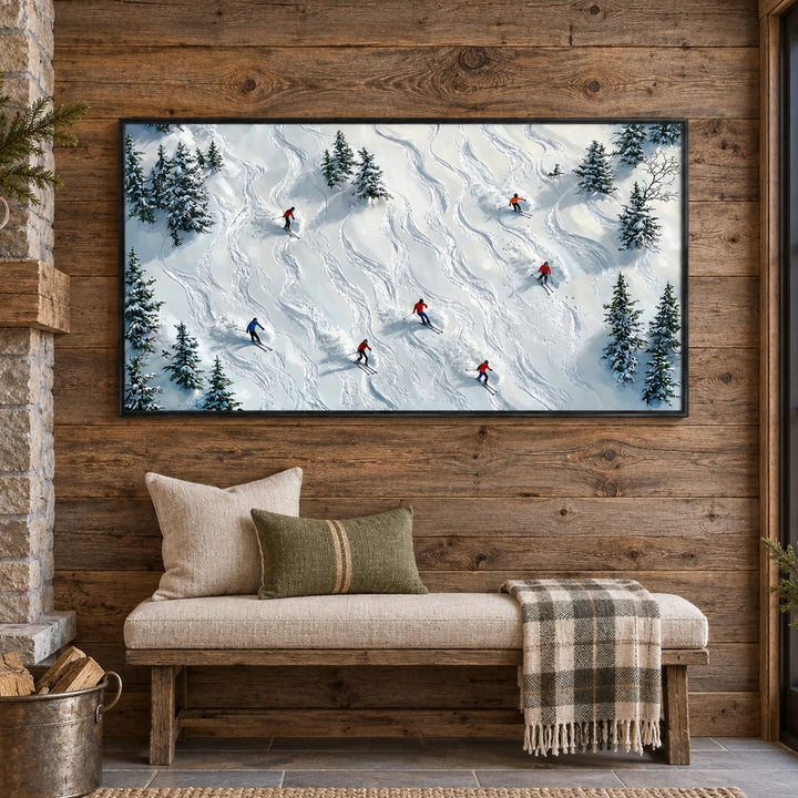 Snowy Pine Ski Run Oil Painting – SK