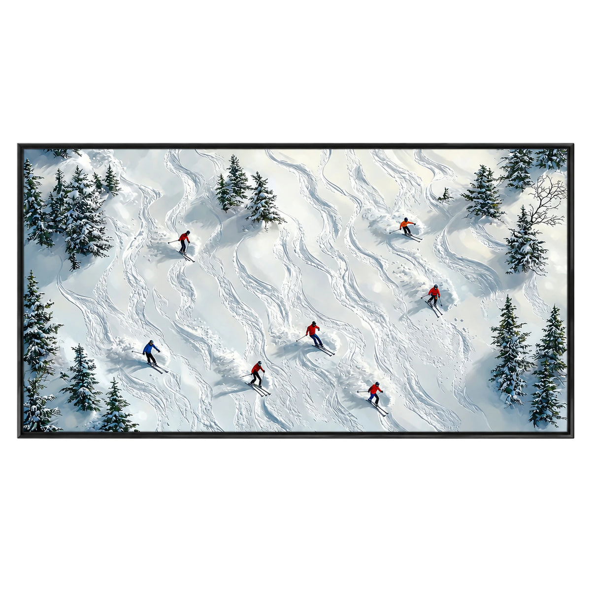 Snowy Pine Ski Run Oil Painting – SK#0922