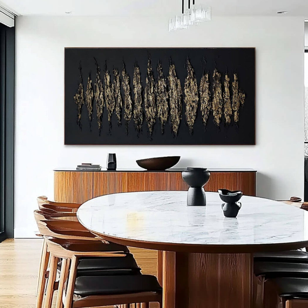 Stygian Aurum – Textured Hand-Painted Oil Painting