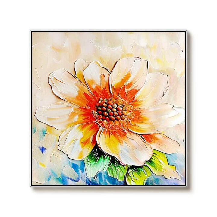Sunburst Petal – Textured Floral Hand-Painted Oil Painting