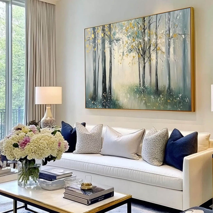 Sylvan Light – Gilded Forest Hand-Painted Oil Painting