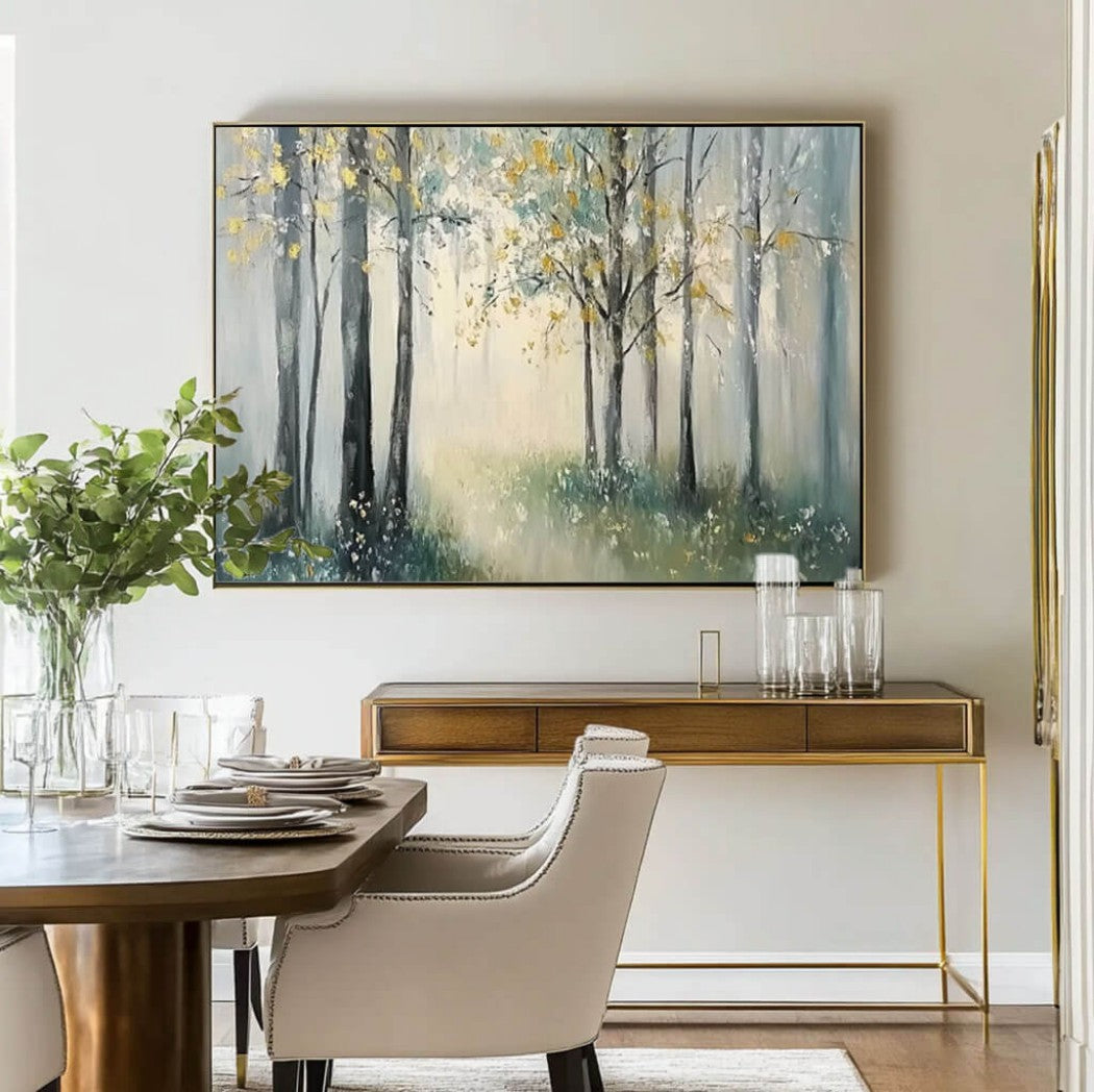 Sylvan Light – Gilded Forest Hand-Painted Oil Painting