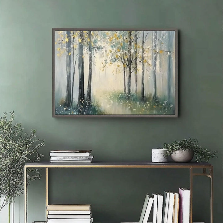 Sylvan Light – Gilded Forest Hand-Painted Oil Painting