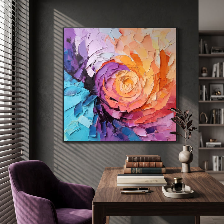 Teal Wave Textured Art AA